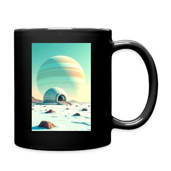 retro futuristic space landscapes 1960s aesthetic - Full Colour Mug - black - Right