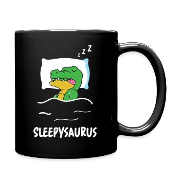 Sleepysaurus Dino Sleeping Funny Saying Dinosaur Sow - Full Colour Mug - black - Right