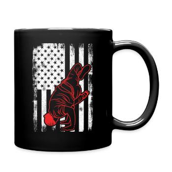 USA Flagge Patriotischer Break Dancer - Tasse einfarbig - Schwarz - Rechts