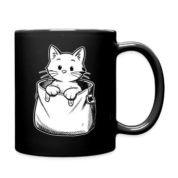 Kitten in a pouch illustration - Full Colour Mug - black - Right
