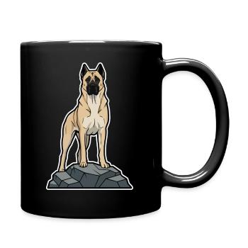 Anatolischer Schäferhund auf Schutzfelsen - Tasse einfarbig - Schwarz - Rechts
