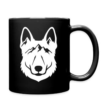 Mountain Wolf Line Kunst - Tasse einfarbig - Schwarz - Rechts