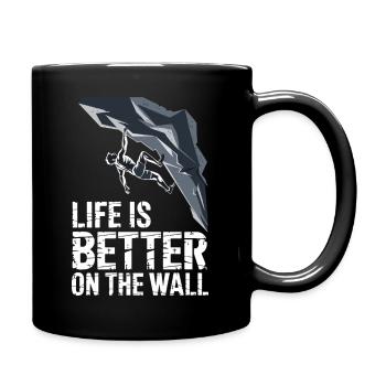  Klettern Life Is Better On The Wall Bouldern - Tasse einfarbig - Schwarz - Rechts