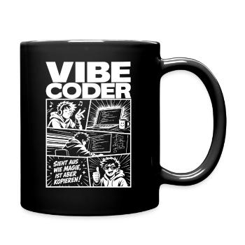 Vibe Coder Magie durch Kopieren Comic - Tasse einfarbig - Schwarz - Rechts