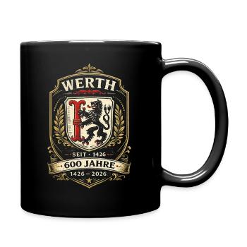 Werth 600 Jahre Wappen - Tasse einfarbig - Schwarz - Rechts