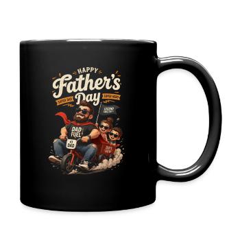 Vater auf einem festlichen Motorrad – Vatertag - Tasse einfarbig - Schwarz - Rechts