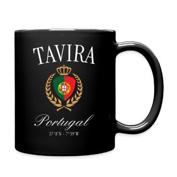 Tavira Portugal Wappen Krone – Reise Souvenir - Tasse einfarbig - Schwarz - Rechts