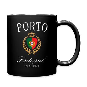 Porto Portugal Wappen Krone – Reise Souvenir - Tasse einfarbig - Schwarz - Rechts