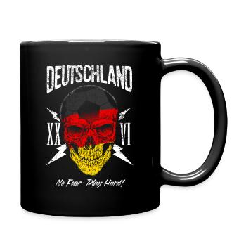 DEUTSCHLAND Fußball Fan Totenkopf Flagge - Tasse einfarbig - Schwarz - Rechts