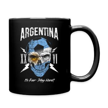 ARGENTINIEN Fußball Fan Totenkopf Flagge - Tasse einfarbig - Schwarz - Rechts