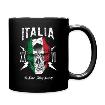 ITALIEN Italia Fußball Fan Totenkopf Flagge - Tasse einfarbig - Schwarz - Rechts