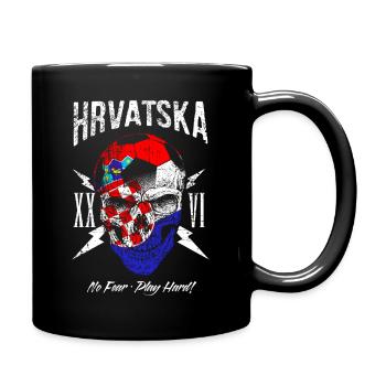 KROATIEN hrvatska Fußball Fan Totenkopf Flagge - Tasse einfarbig - Schwarz - Rechts
