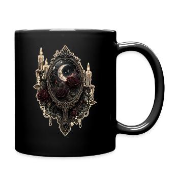 Gothic Spiegel mit Rosen und Kerzen - Tasse einfarbig - Schwarz - Rechts