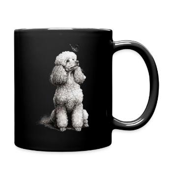 Poodle with Butterfly Banksy Style Motif - Full Colour Mug - black - Right