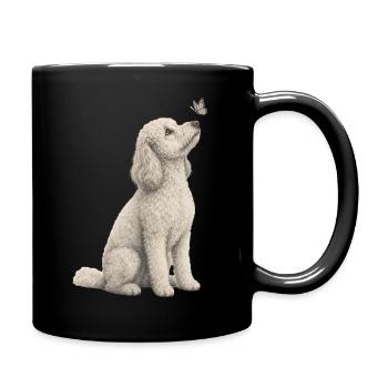 Pudel mit Schmetterling Design für Tierliebhaber - Tasse einfarbig - Schwarz - Rechts