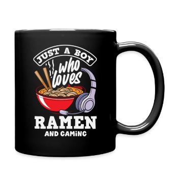 Boy Loves Ramen And Gaming Headset - Full Colour Mug - black - Right