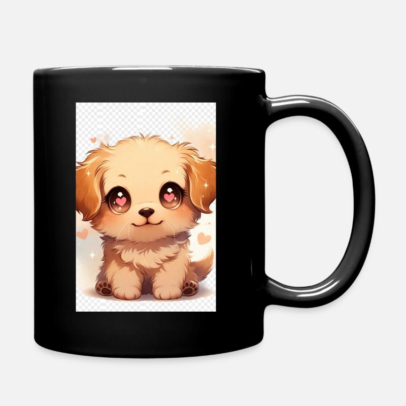 Kuschelpup mit Herzaugen - Tasse einfarbig - Schwarz