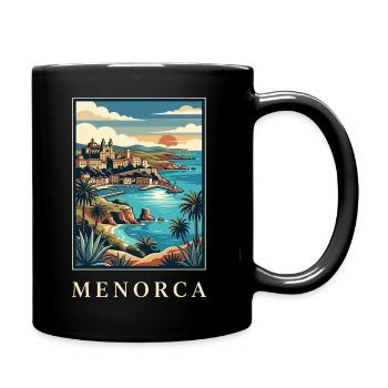 Affiche de voyage sur la côte de la falaise de Minorque Espagne - Mug uni - noir - Droite