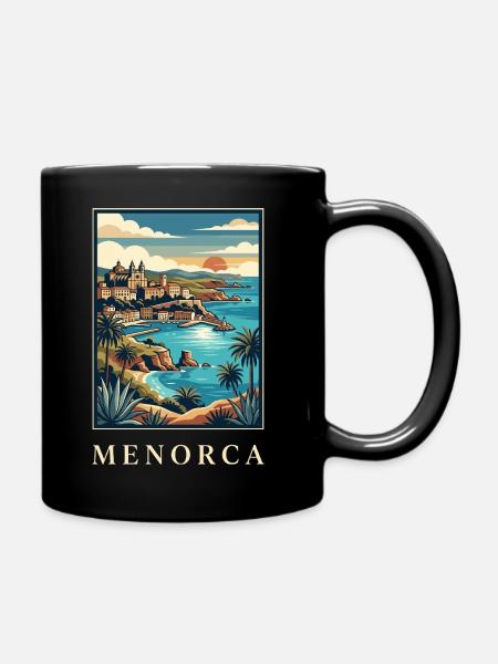 Menorca Cliffside Coast Poster Spanien Reiseposter - Tasse einfarbig - Schwarz
