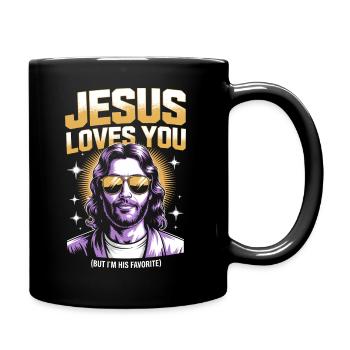 T-shirt préféré de Jesus Loves You - Mug uni - noir - Droite
