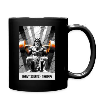 Squat Is My Therapy – Kniebeuge T-Shirt  - Tasse einfarbig - Schwarz - Rechts