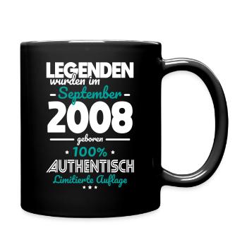 18. Geburtstag - Legenden wurden im August 2008 - Tasse einfarbig - Schwarz - Rechts