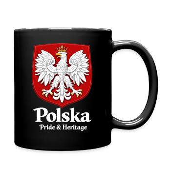 Polska Pride & Heritage – Polen Wappen T-Shirt - Tasse einfarbig - Schwarz - Rechts