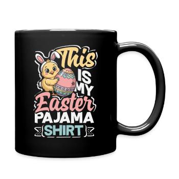 Joyeuse Pâques, douce chasse aux œufs du lapin, œufs de Pâques - Mug uni - noir - Droite