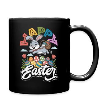 Joyeuse Pâques, douce chasse aux œufs du lapin, œufs de Pâques - Mug uni - noir - Droite