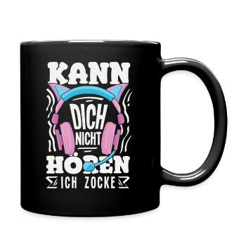 Kann Dich Nicht Hören Ich Zocke Gamer Girl - Tasse einfarbig - Schwarz - Rechts