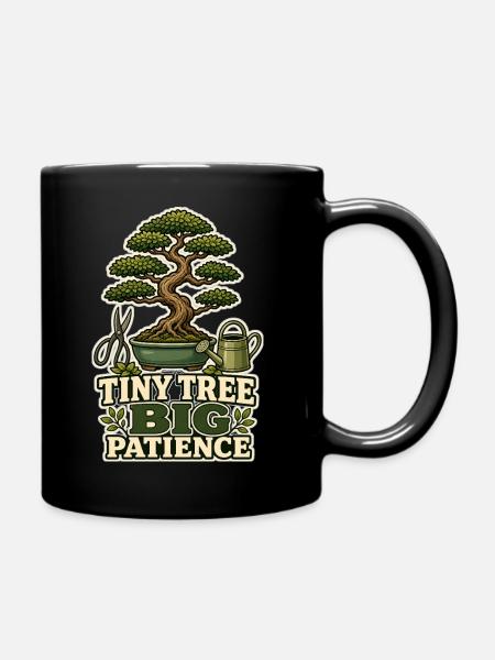 TINY TREE BIG PATIENCE Plants - Full Colour Mug - black