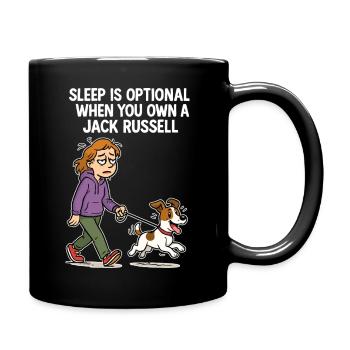Müder Hundebesitzer & Jack Russell Comic - Tasse einfarbig - Schwarz - Rechts