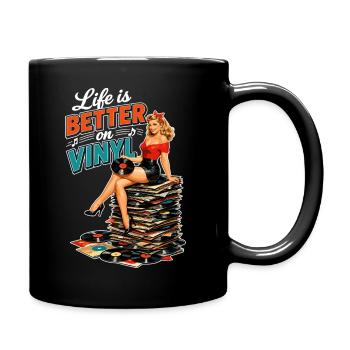 La vie est meilleure sur vinyle - Retro Pin-Up Girl - Mug uni - noir - Droite