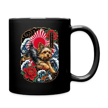 Yorkshire Terrier im Japan Tattoo Stil - Tasse einfarbig - Schwarz - Rechts