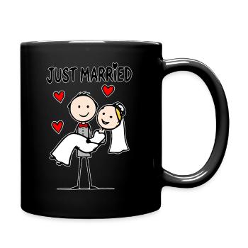 Couple de mariage en dessin animé tout juste marié - Mug uni - noir - Droite