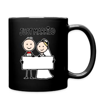 Panneau de dessins animés du couple de mariés - Mug uni - noir - Droite