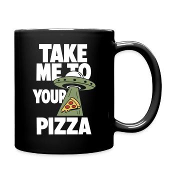 Emmène-moi à ta pizza OVNI - Mug uni - noir - Droite