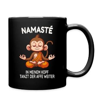Namasté – In meinem Kopf tanzt der Affe - Tasse einfarbig - Schwarz - Rechts