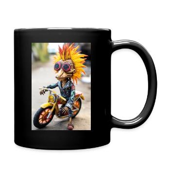 Verrücktes Motorrad-Maskottchen - Tasse einfarbig - Schwarz - Rechts