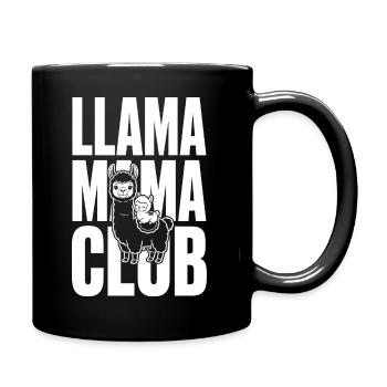 Llama Mama Club with Baby Llama - Full Colour Mug - black - Right