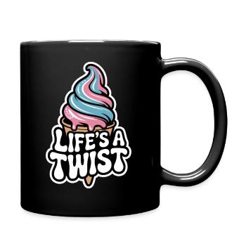  Lifes A Twist Softeis Waffel Rosa Blau Sommer - Tasse einfarbig - Schwarz - Rechts