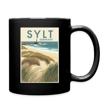 Sylt Germany | Vintage Beach Travel Poster - Tasse einfarbig - Schwarz - Rechts