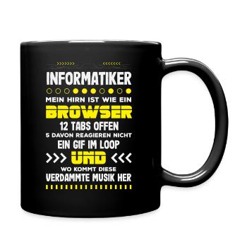 Informatiker Hirn Browser - Tasse einfarbig - Schwarz - Rechts
