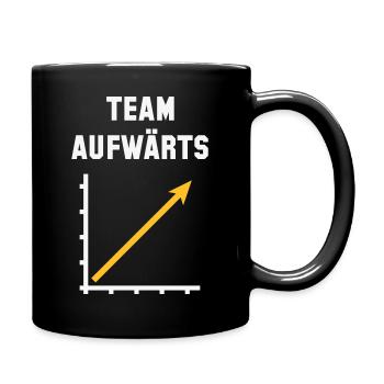 Team Aufwärts (Erfolg / Fortschritt / NEG Gold 2C) - Tasse einfarbig - Schwarz - Rechts