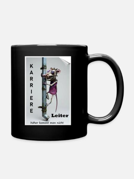 Karriereleiter Ratte Karikatur - Tasse einfarbig - Schwarz