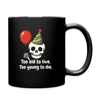 Schädel mit Partyhut Ballon - Full Colour Mug - black - Right