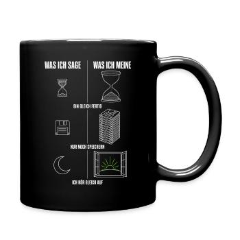 Was ich sage Was ich meine Gamer Zocker Herren - Tasse einfarbig - Schwarz - Rechts