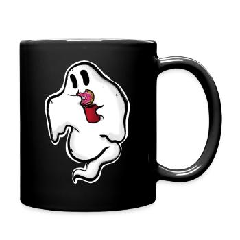 Ghost with donut and cup - Full Colour Mug - black - Right