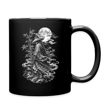Japanese Samurai Ronin with Straw Hat and Katana - Full Colour Mug - black - Right