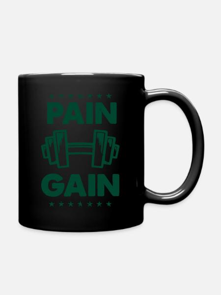 hantel_pain_gain - Tasse einfarbig - Schwarz